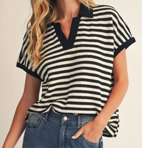 Black + White Striped Top