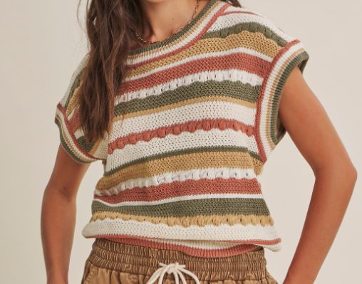 Olive Multi Sweater Vest, Size: Sm