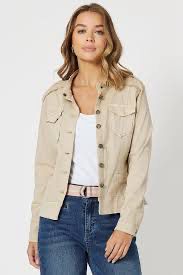 Military Denim Jacket Sand