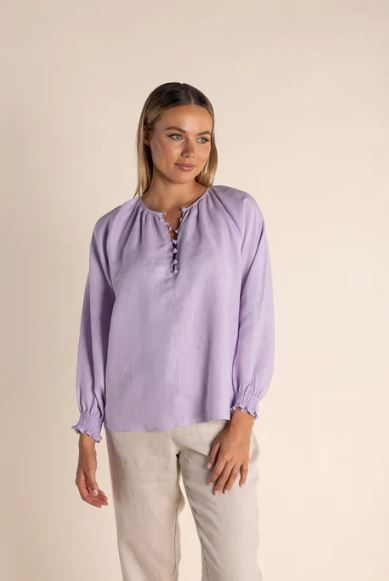 Linen Button Front Lilac