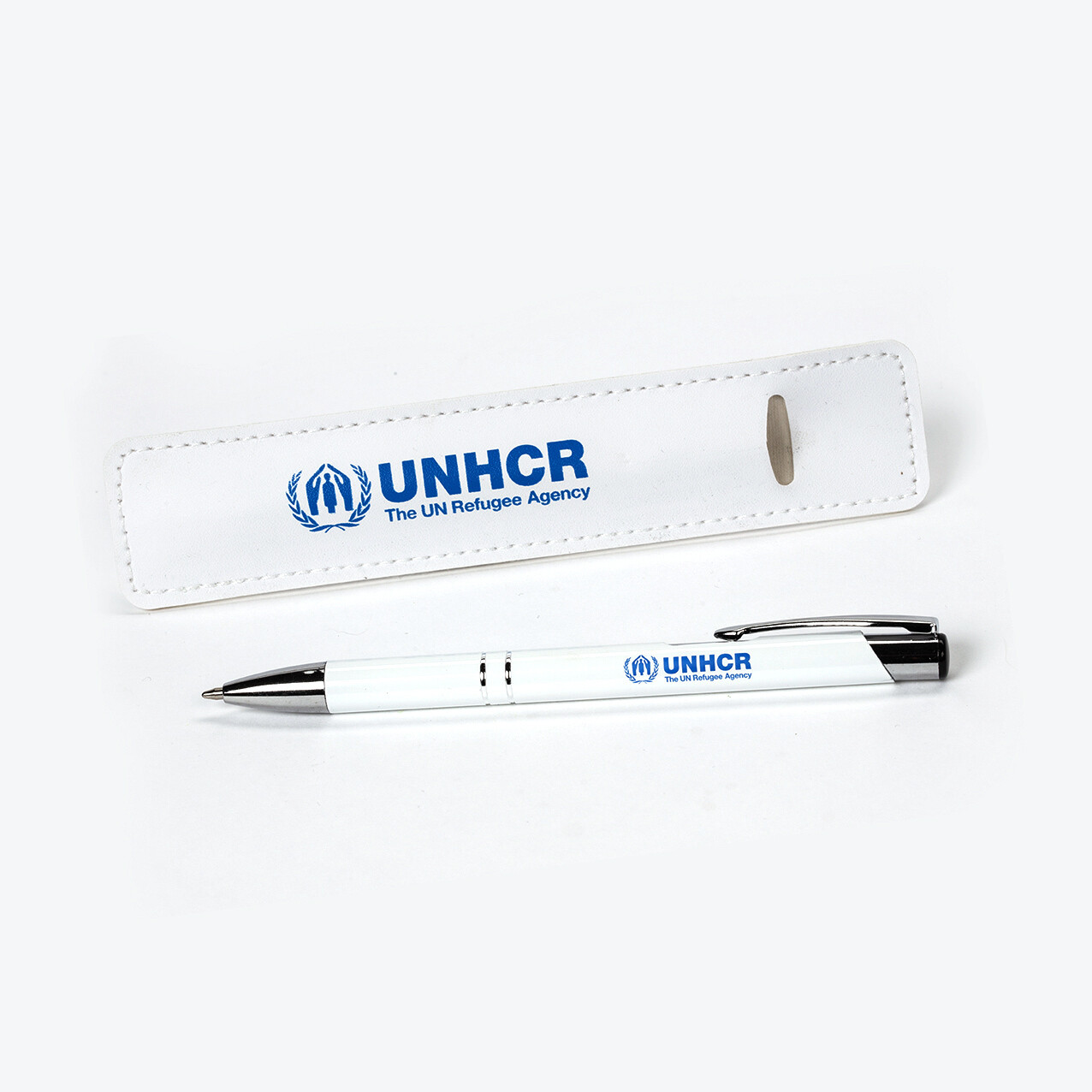 Ballpoint pen white with pouch