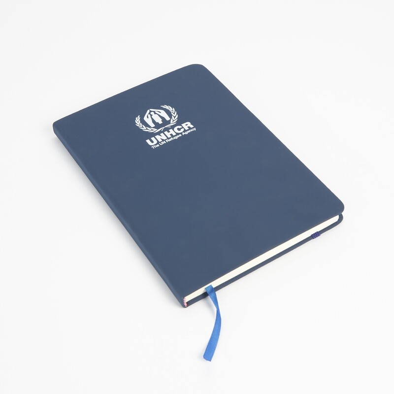 Notebook A5 blue medium UNHCR logo