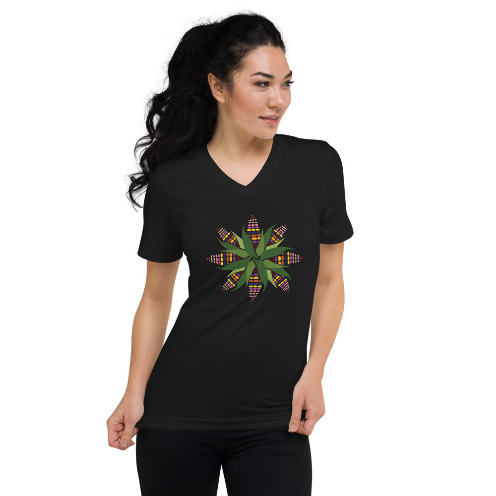 Sacred Corn design, women's V-neck t-shirt