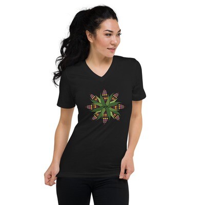 Unisex V-Neck Tee | Bella + Canvas 3005 t-shirt with Sacred Corn Circle design by Edgar R. Ayala