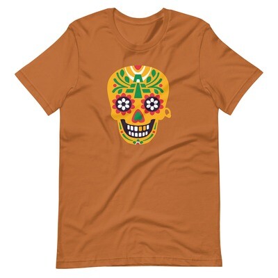 Calaca, Mexican Skull, with Mayan Temple Men's t-shirt