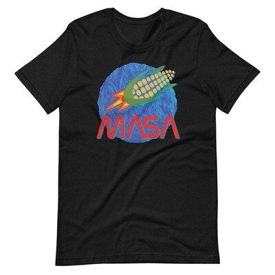 NASA / MASA, Corn Ship over Blue Corn Tortilla Planet Men's t-shirt