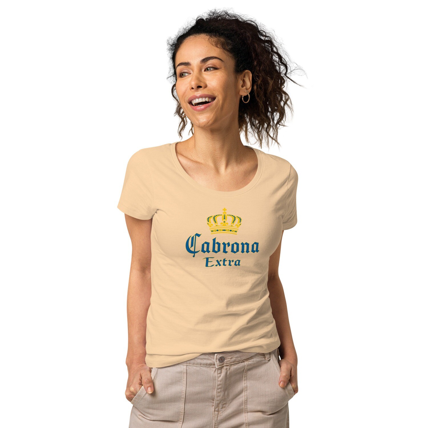 Cabrona Extra, Mexican Beer label Women’s basic organic t-shirt