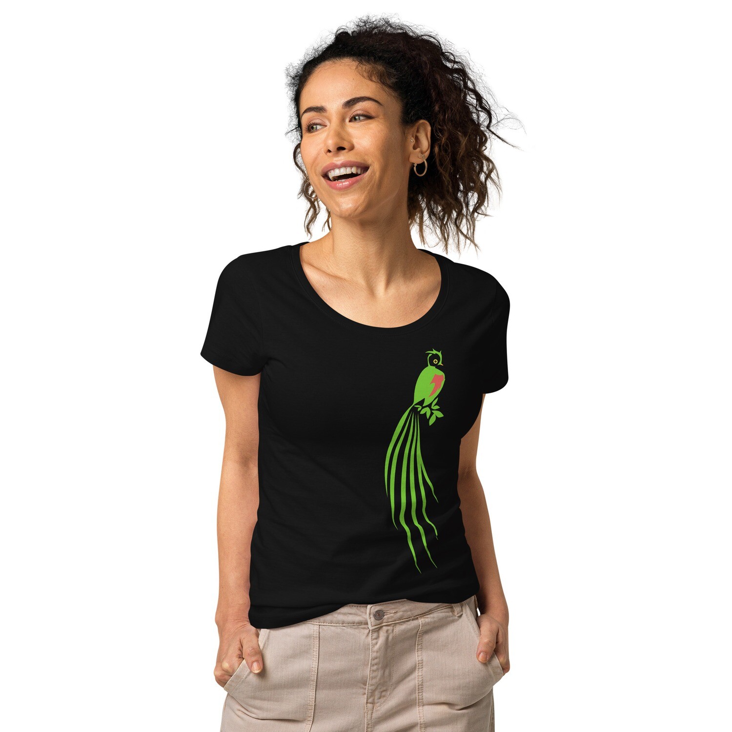 Quetzal Bird over my Heart women’s basic organic t-shirt
