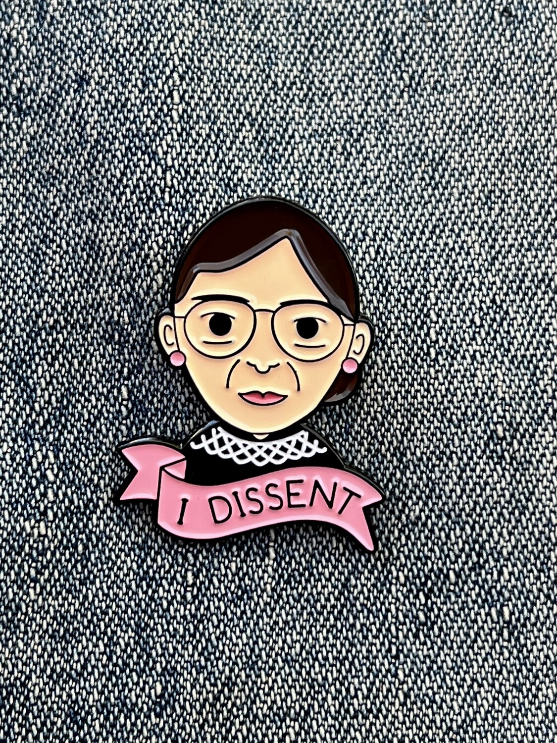 Justice Ruth Bader Ginsburg soft enamel pin, I Dissent, women's reproductive rights icon, lapel pin