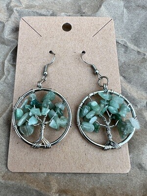 Tree of Life Earrings, Healing crystal earrings, wire wrapped crystal earrings,