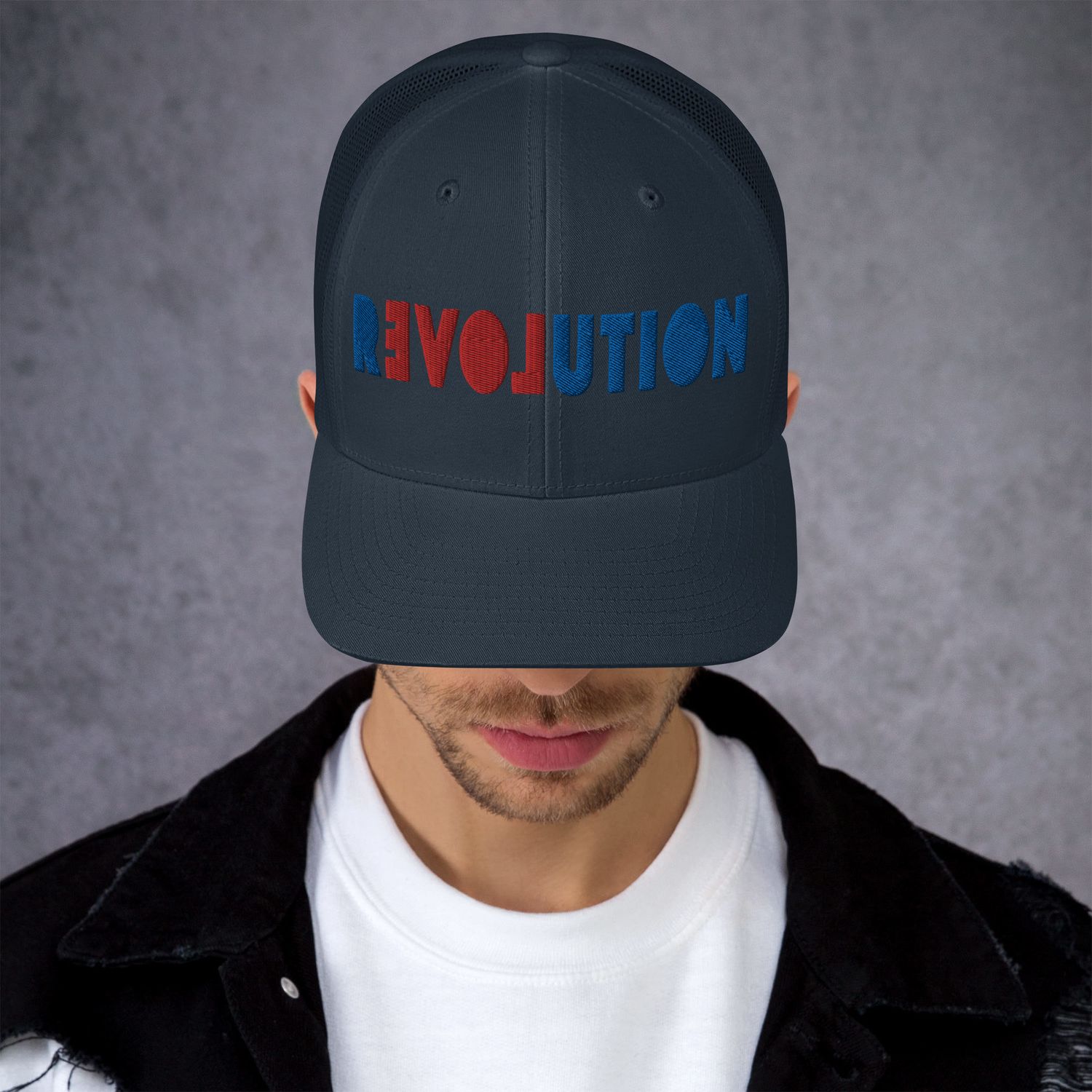 LOVE Revolution retro snap back trucker hat