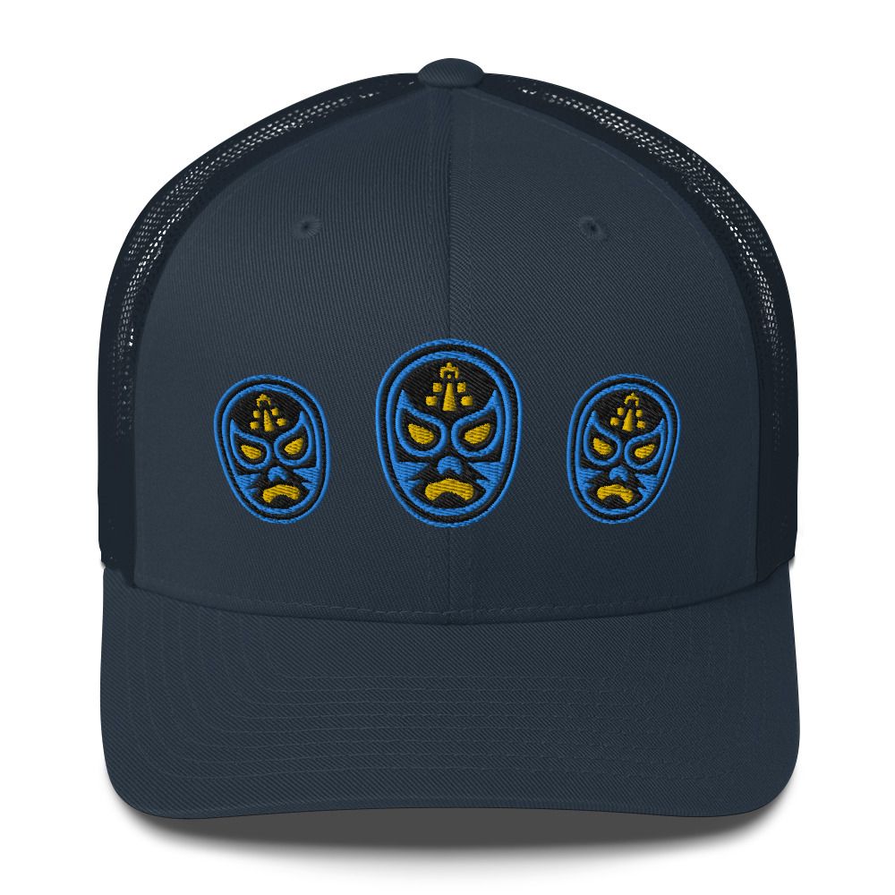 Lucha Libre Maya retro snapback trucker hat. (Tres Demonios Mayas)