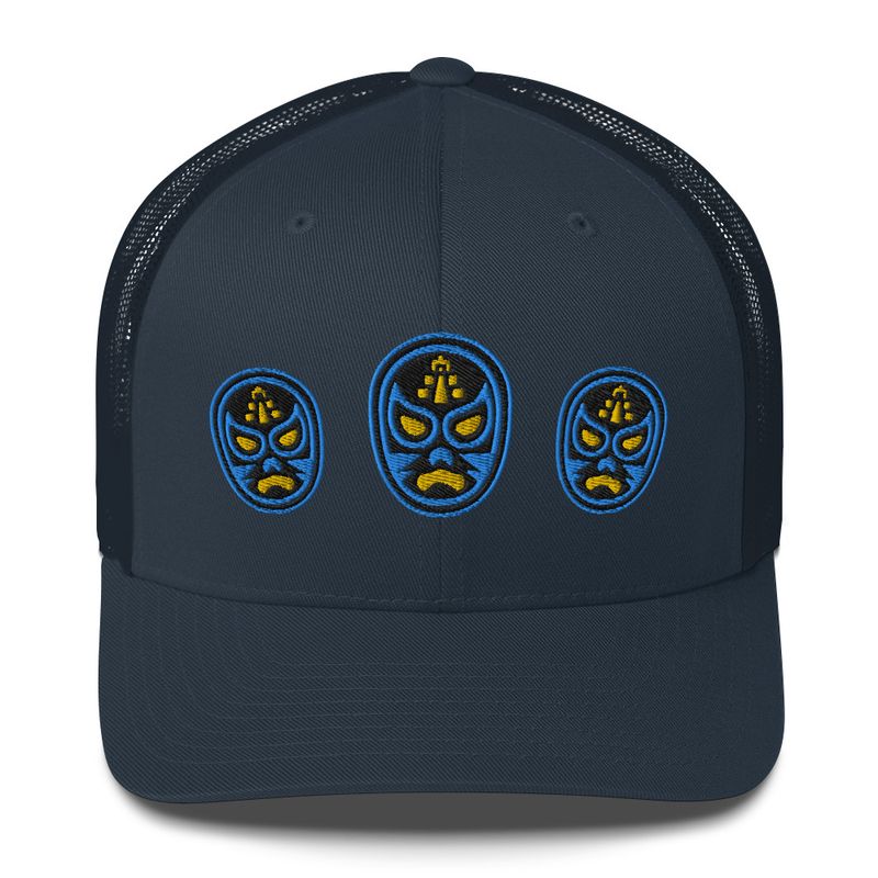 Lucha Libre Maya retro snapback trucker hat. (Tres Demonios Mayas)