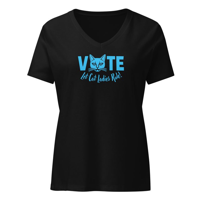 VOTE Let Cat Ladies Rule!. Women&#39;s Relaxed V-Neck T-Shirt, women vote, childless women vote design