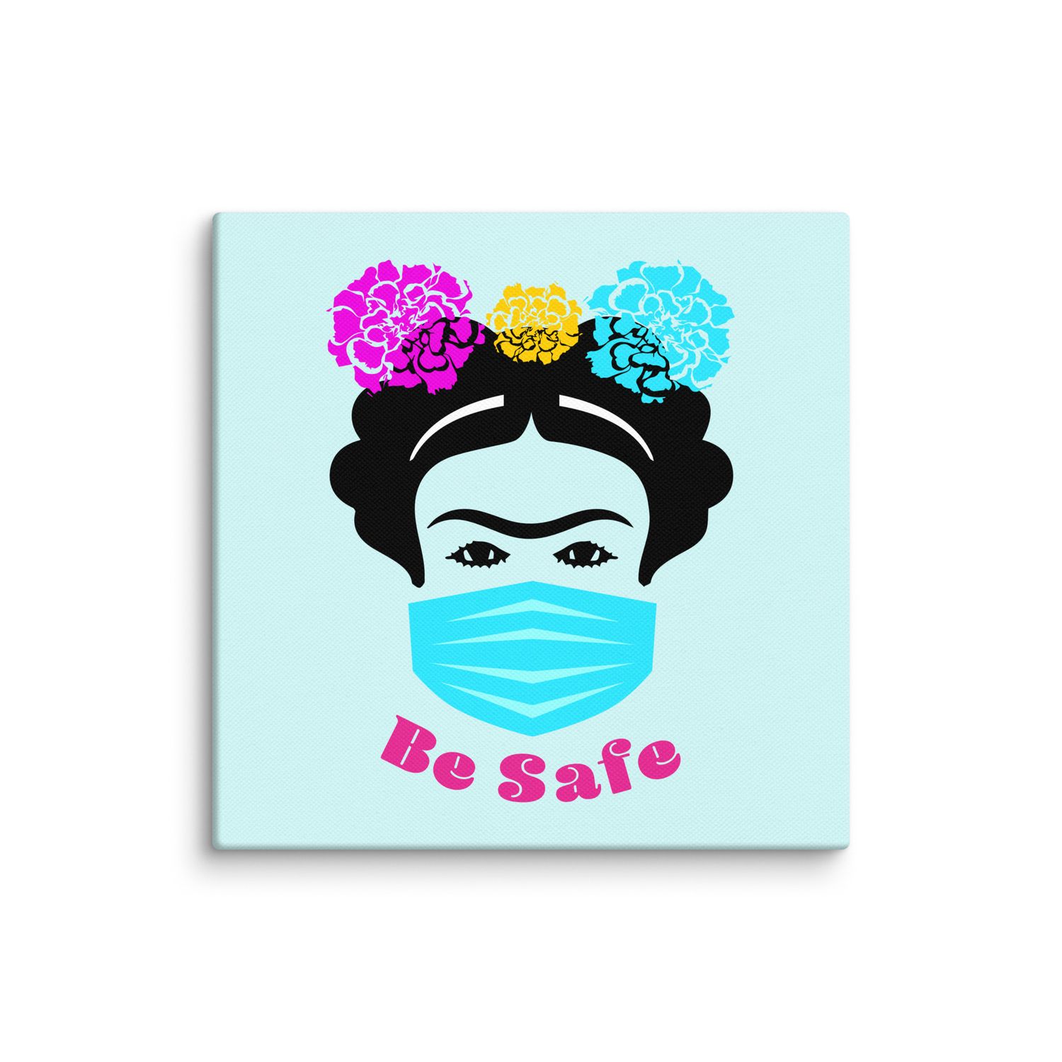 Frida With Mask, Be Safe canvas print