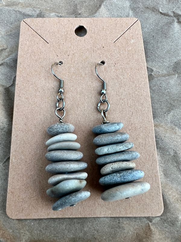 Stacked rocks, beach pebbles earrings