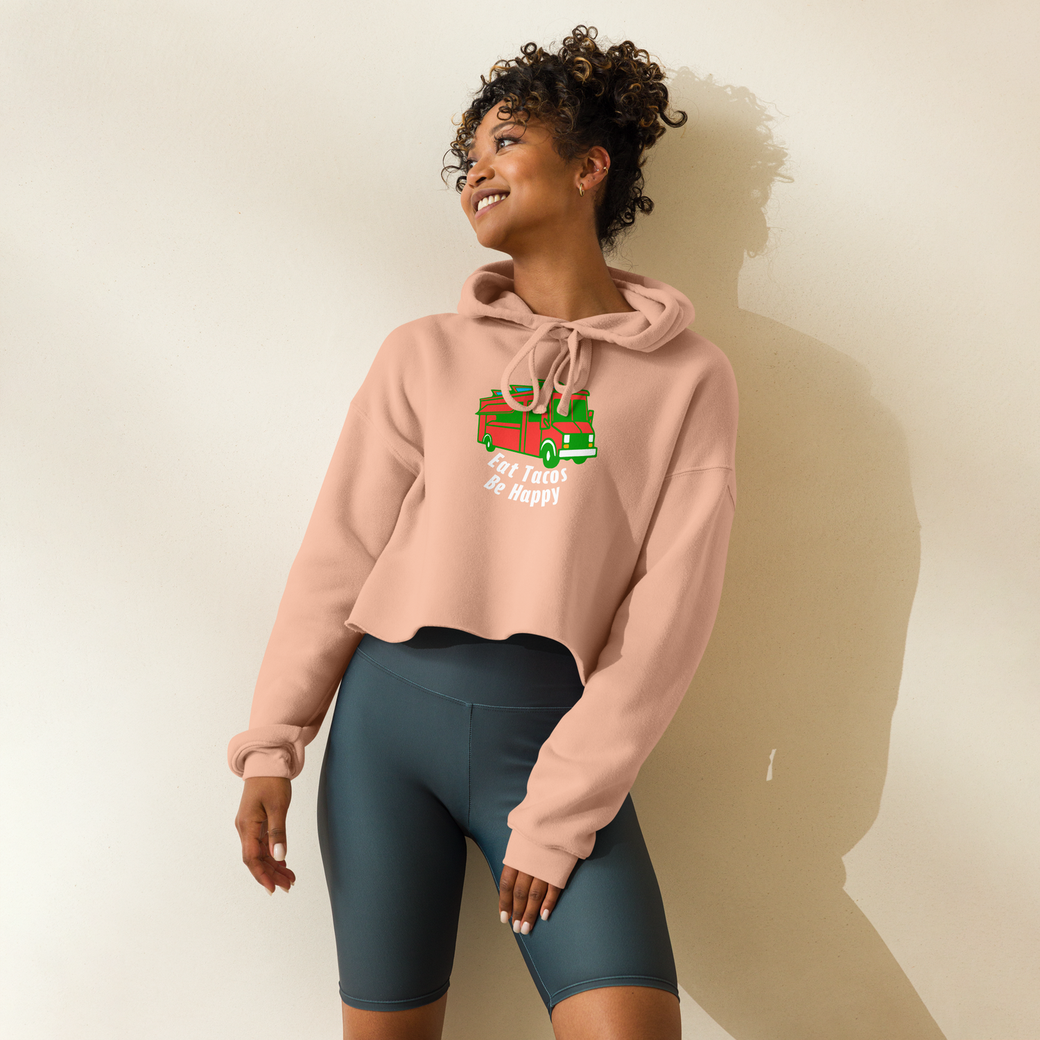 Eat Tacos Be Happy Cropped Hoodie