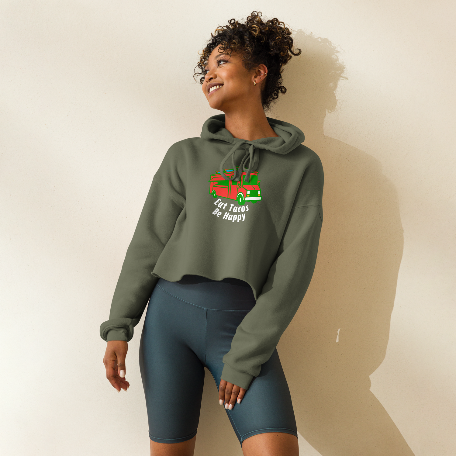 Eat Tacos Be Happy Cropped Hoodie