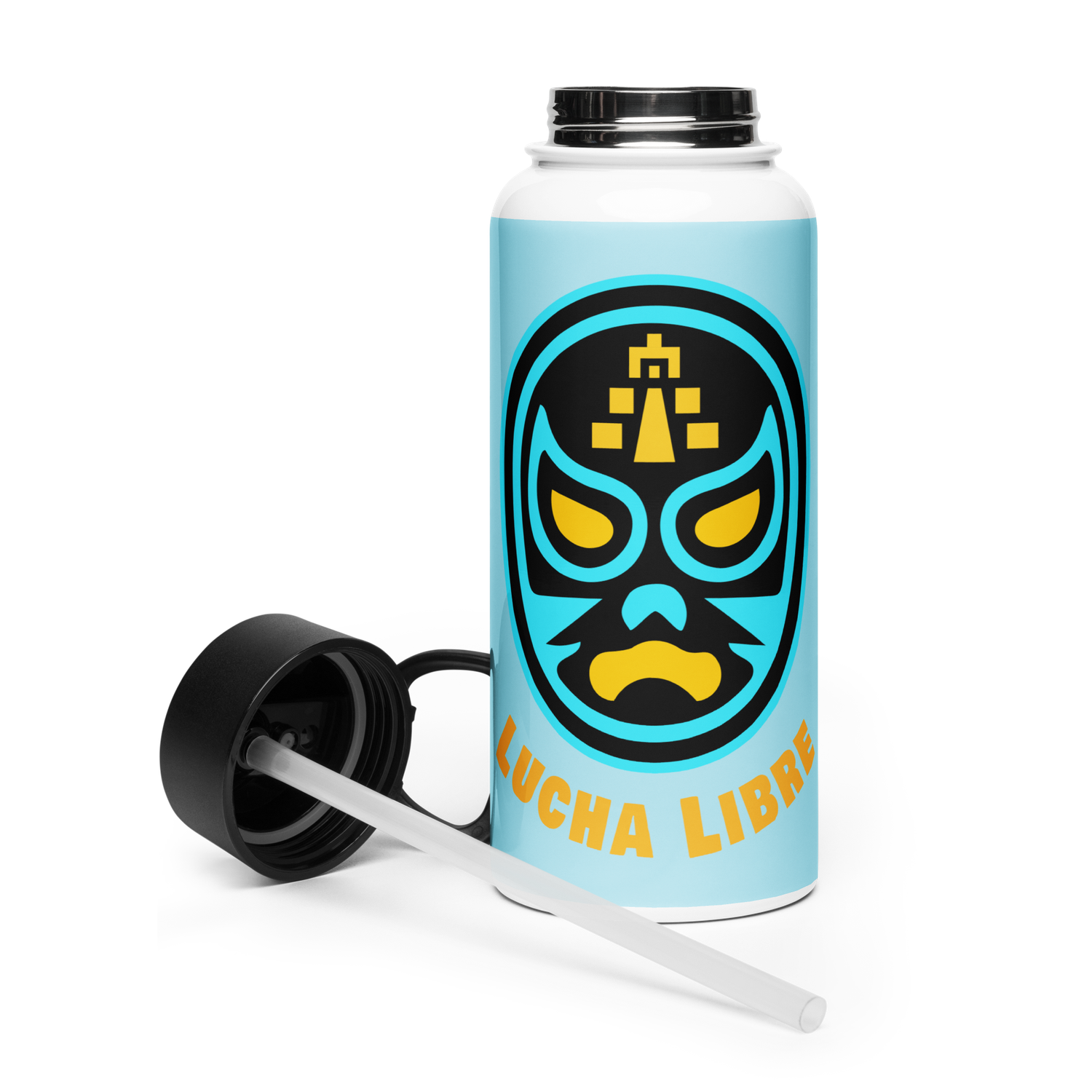 Stainless steel water bottle with a straw lid