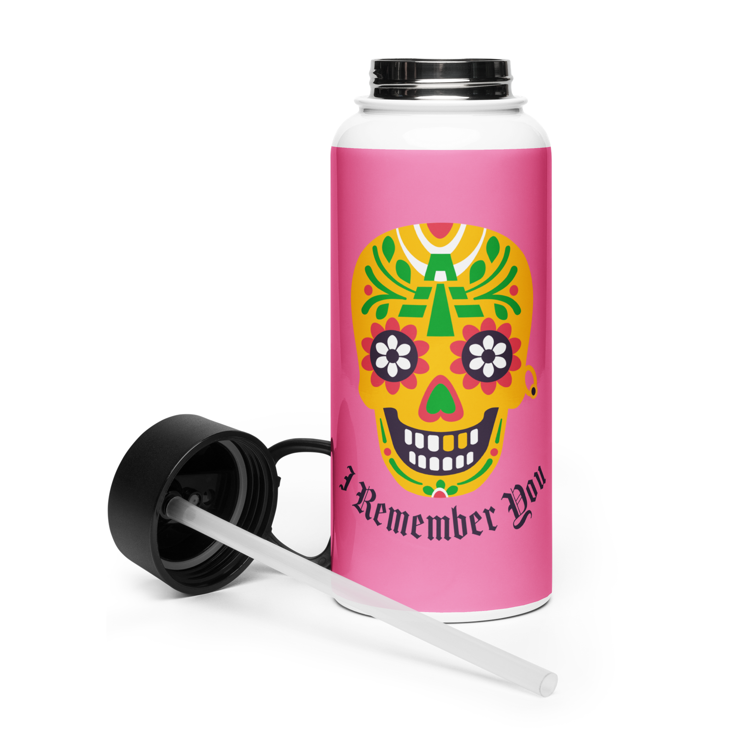 Day of The Stainless steel water bottle with a straw lid
