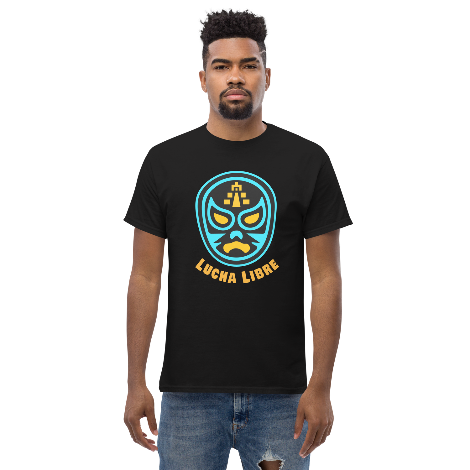Lucha Libre, Gildan 5000 Heavy Cotton Classic Unisex T-Shirt, with Mexican Wrestling Mask Design