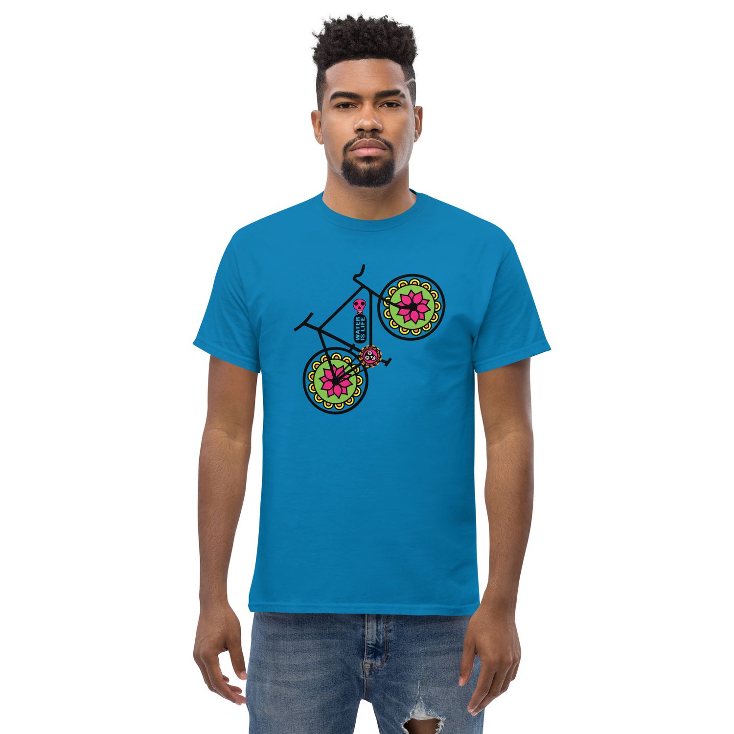 Mexican Day of the Dead Gildan 5000 Heavy Cotton Classic Unisex T-Shirt. Día de los Muertos, Water is Life Design
