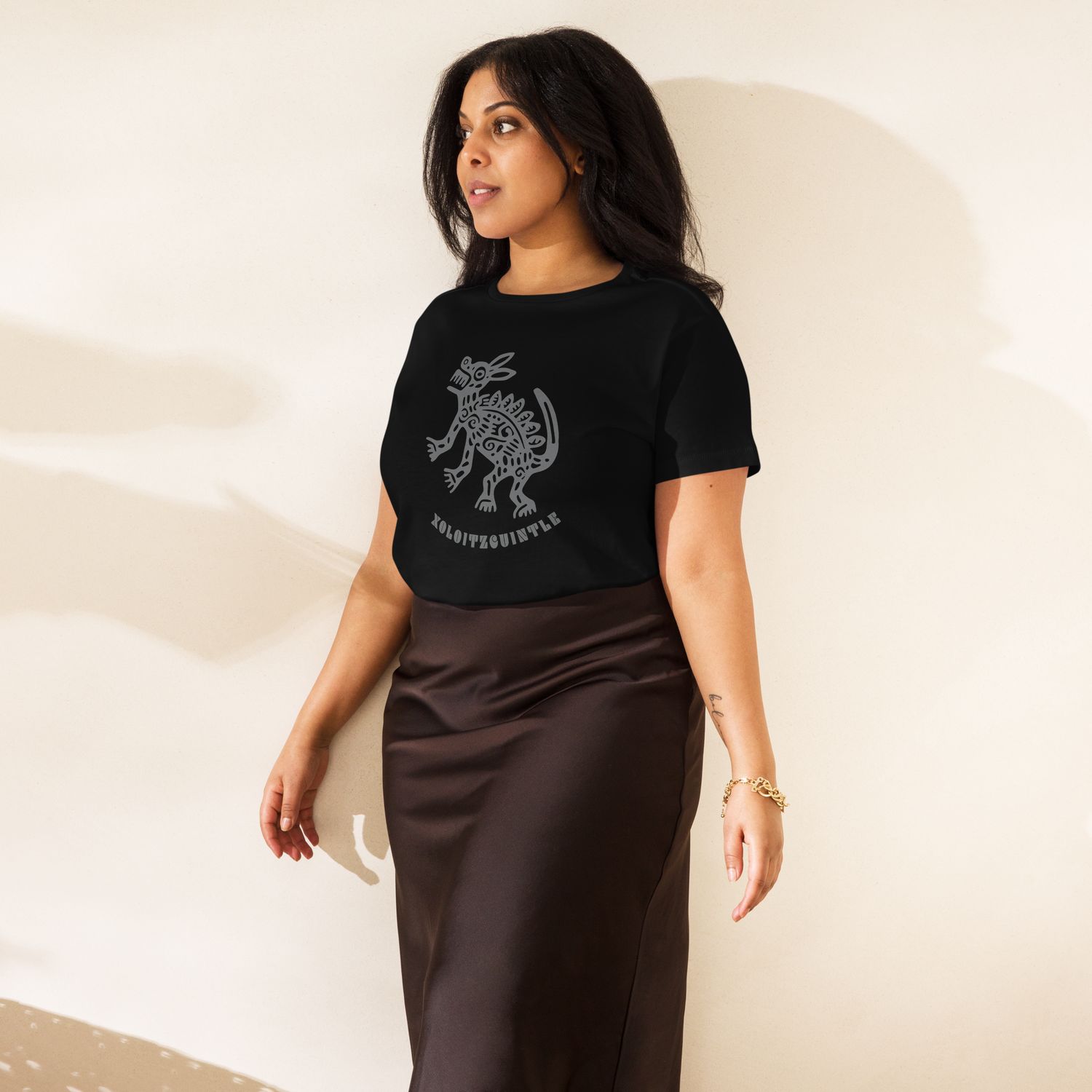 Sacred Chiguagua Dog Women&#39;s High-Waisted 100% Cotton Tee. Xoloitzcuintle Sacred Mexican, Aztec Hairless Dog Shirt