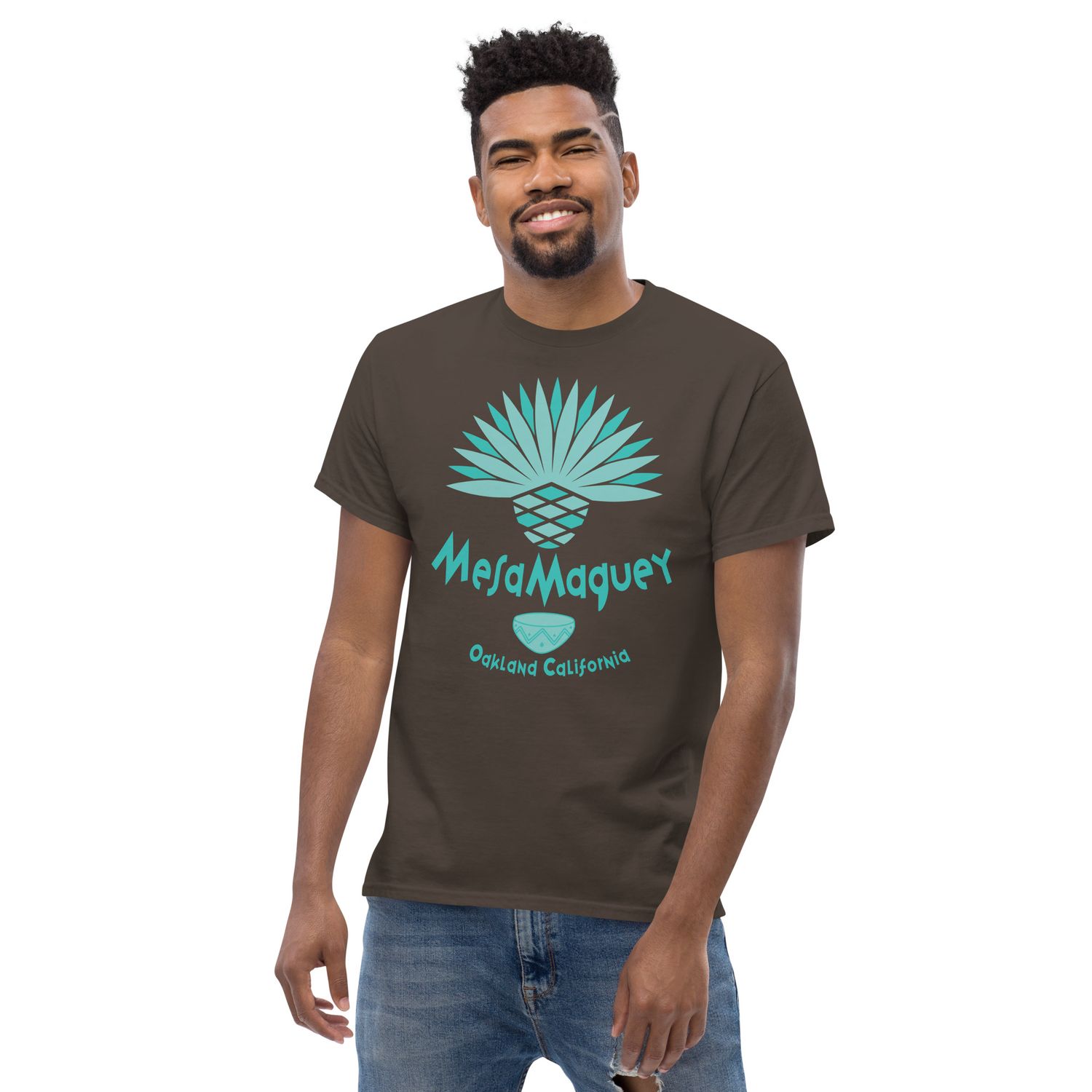 Mesa Maguey Oakland California, Gildan 5000 Heavy Cotton Classic Unisex T-Shirt, with Agave Design