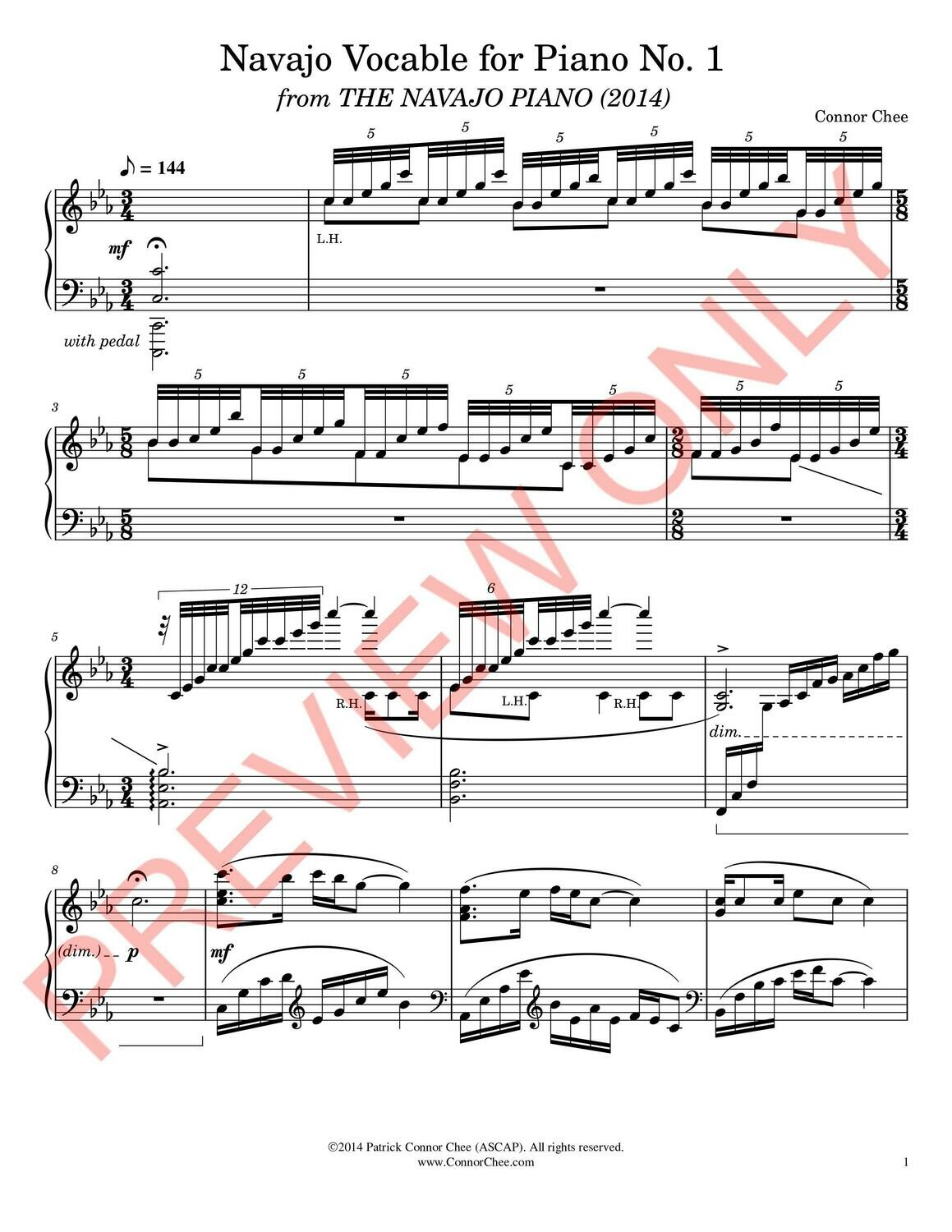 Digital Sheet Music - The Navajo Piano (Full Score)