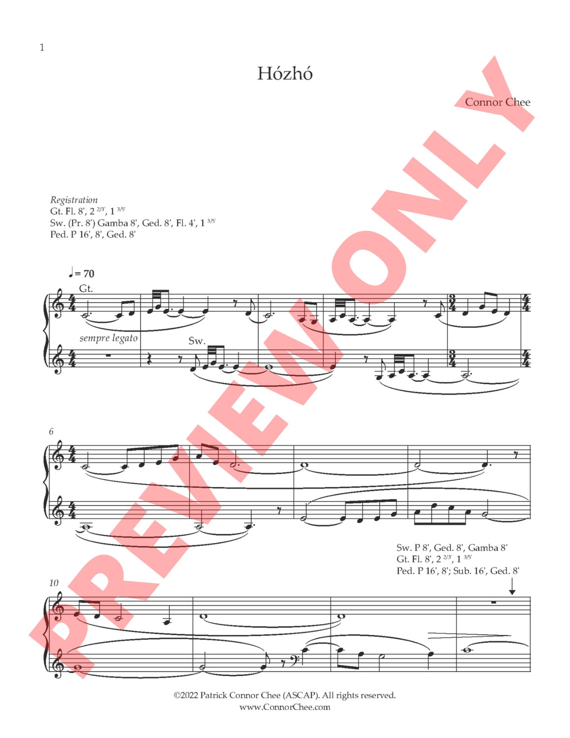 Digital Sheet Music - Hózhó for Organ Solo