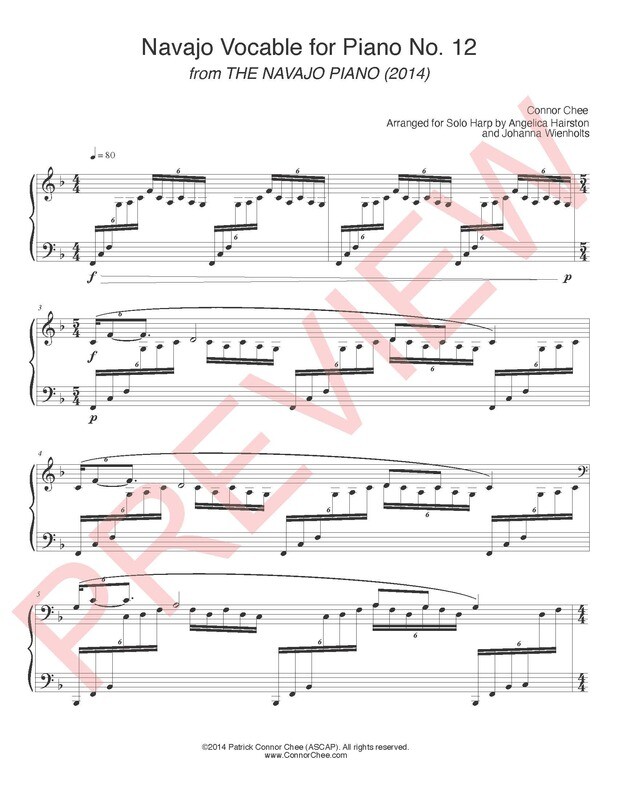 Digital Sheet Music - Navajo Vocable No. 12 (Arranged for Solo Harp) (Connor Chee)