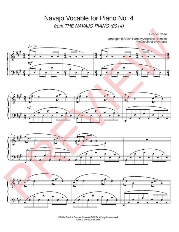 Digital Sheet Music - Navajo Vocable No. 4 (Arranged for Solo Harp) (Connor Chee)