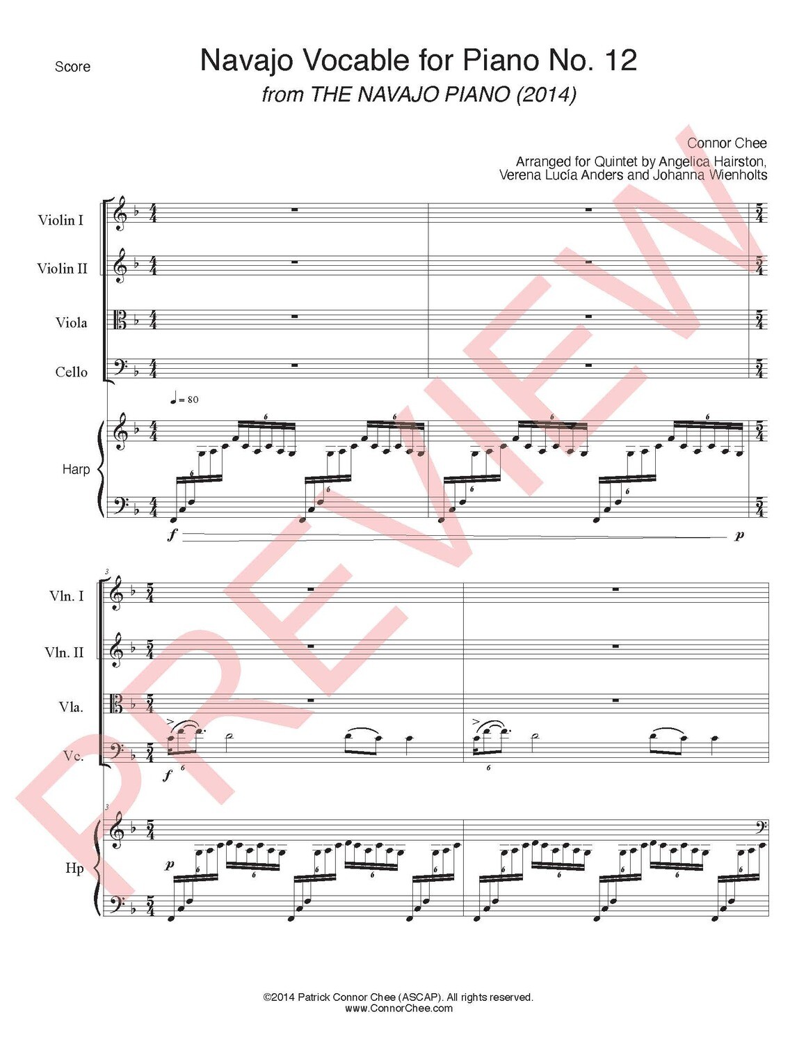 Digital Sheet Music - Navajo Vocable No. 12 (Arranged for Quintet) (Connor Chee)