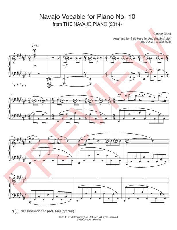 Digital Sheet Music - Navajo Vocable No. 10 (Arranged for Solo Harp) (Connor Chee)