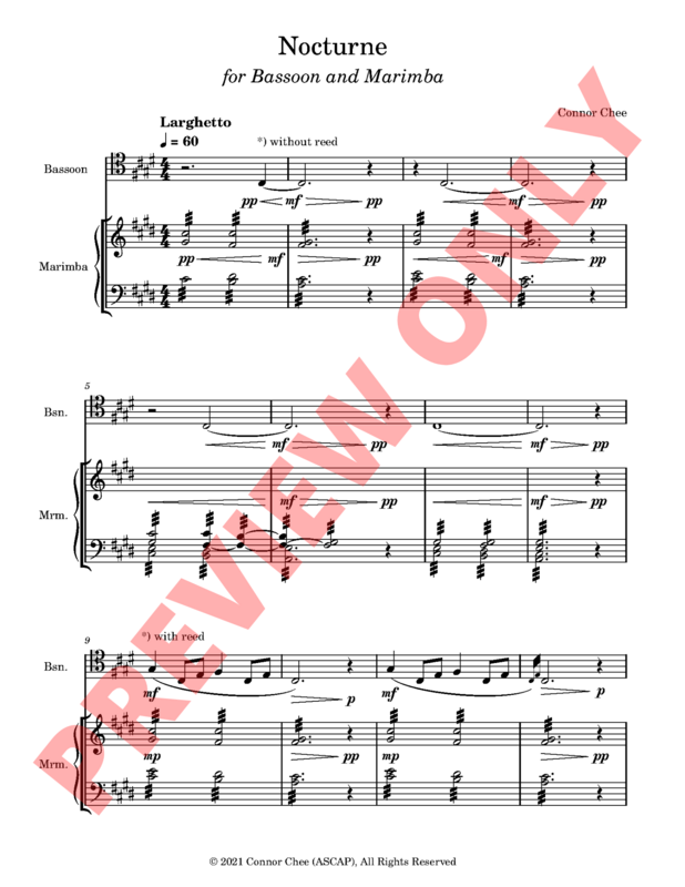 Digital Sheet Music - Nocturne for Bassoon and Marimba (Connor Chee)