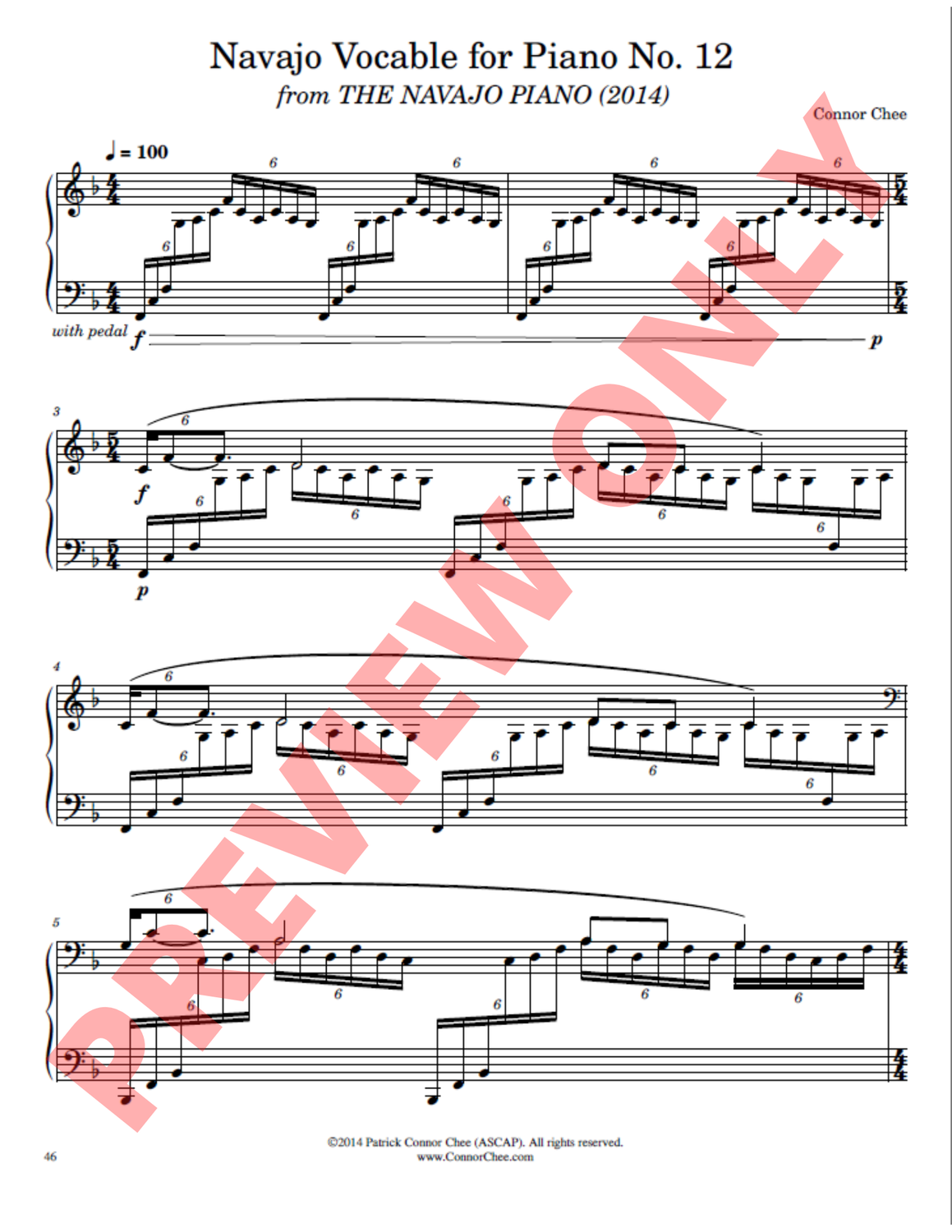 Digital Sheet Music - Navajo Vocable for Piano No. 12 (Score)