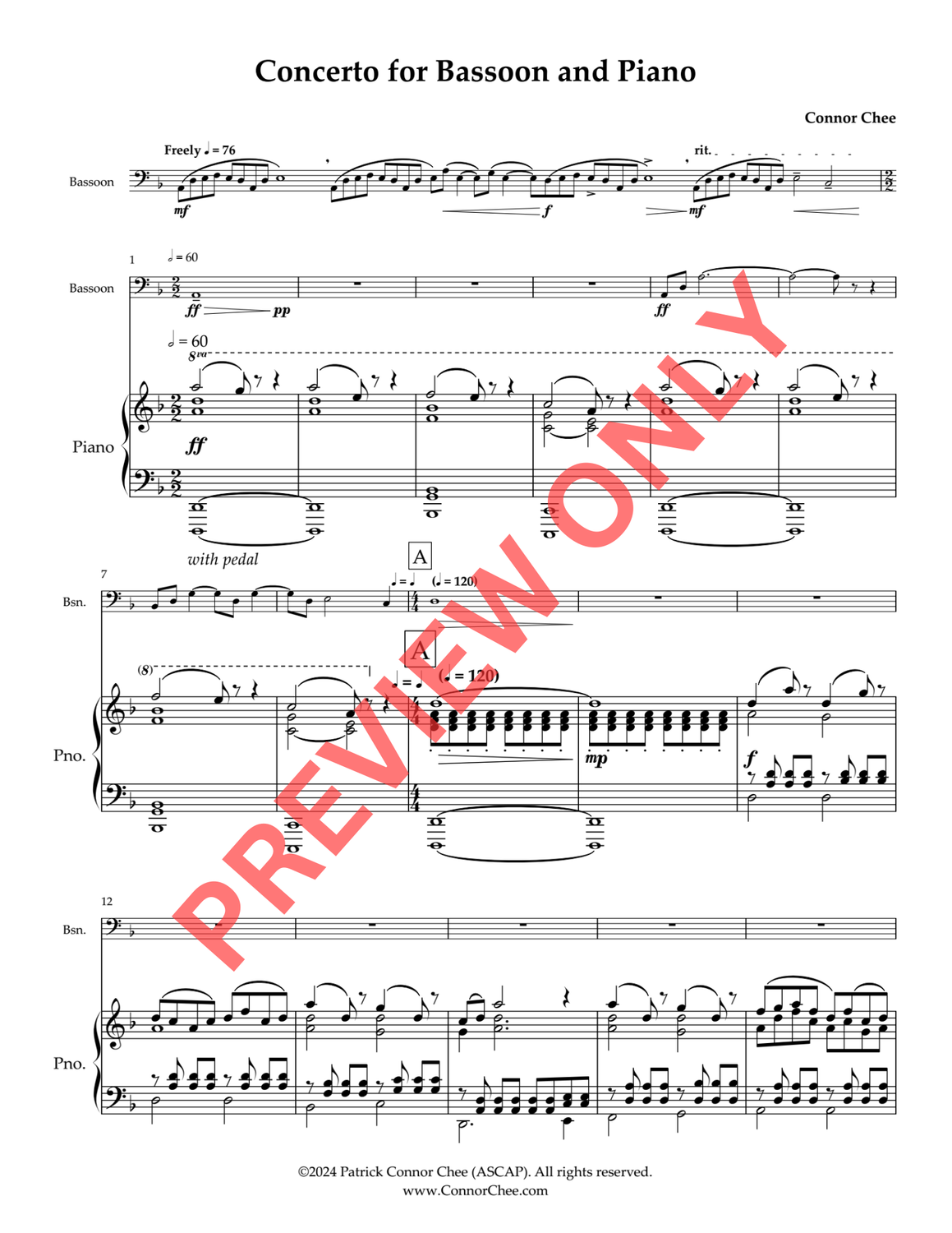 Concerto for Bassoon and Piano  (Connor Chee)