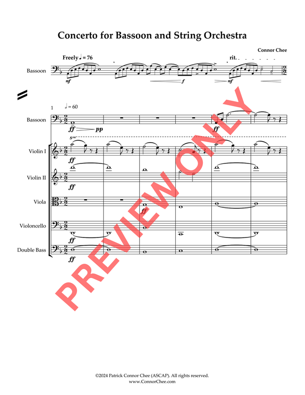Concerto for Bassoon and String Orchestra (Connor Chee)