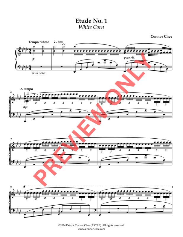 Digital Sheet Music - Sixteen Etudes for Piano (Connor Chee)