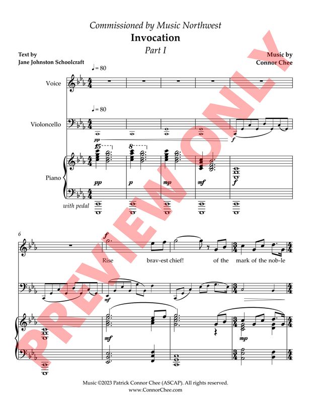 Digital Sheet Music - Invocation for Voice, Cello and Piano (Score)