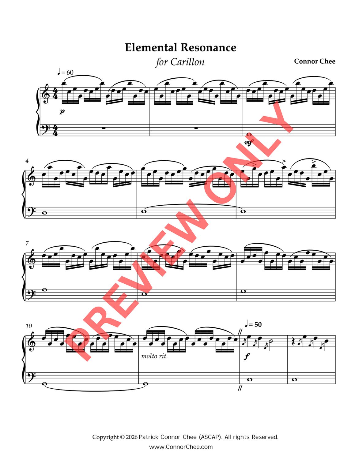 Digital Sheet Music - Elemental Resonance (for Carillon)