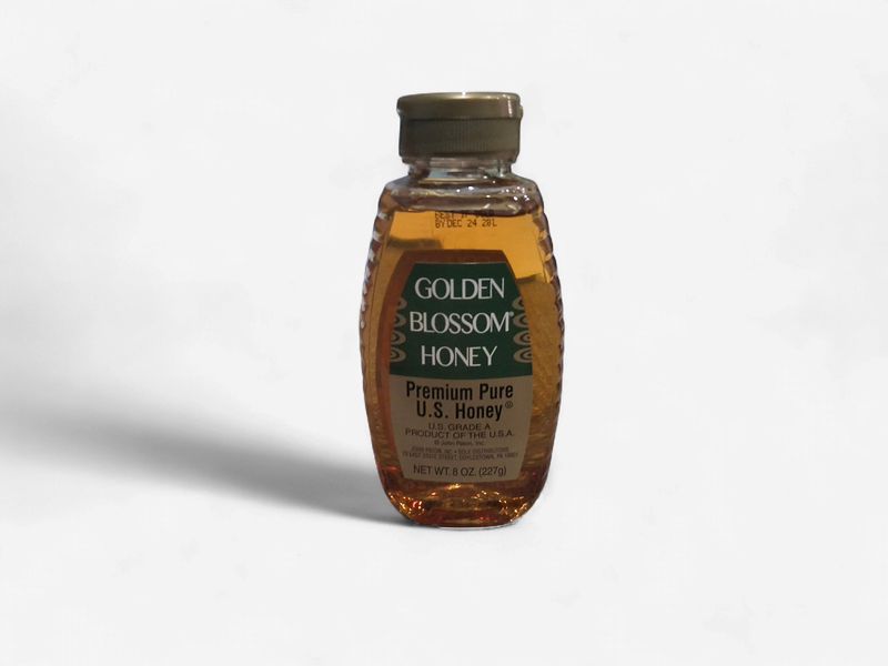 Honey. Premium pure. Golden blossom. 8oz. 227g
