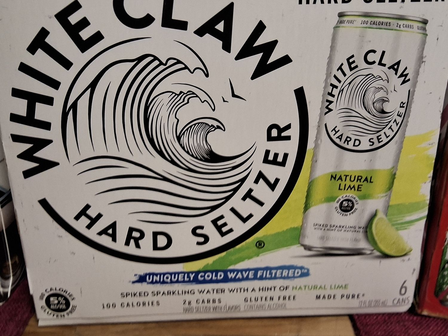 White claw. Hard seltzer. Natural lime. 12oz. 355ml