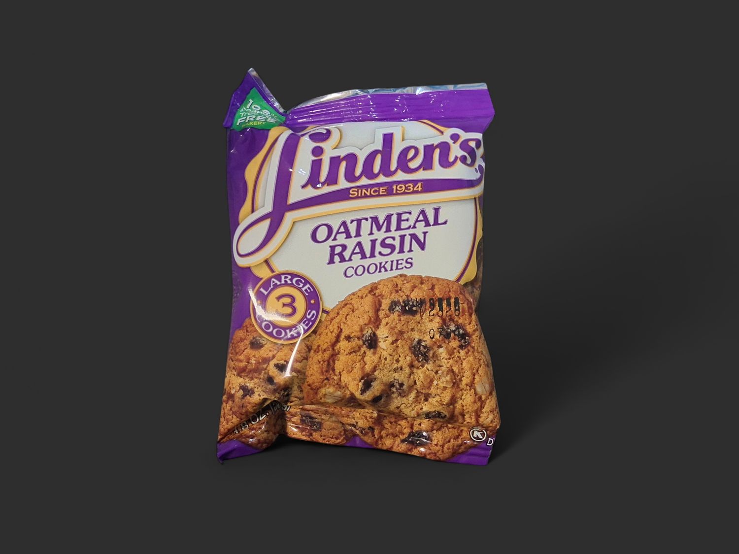 Linden's Oatmeal Raisin cookies. 1.8oz