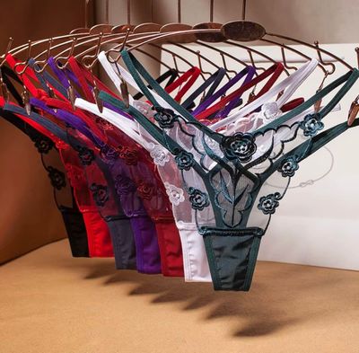 Floral Embroidered Lace Thong