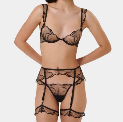 Sheer Floral Lace Lingerie Set