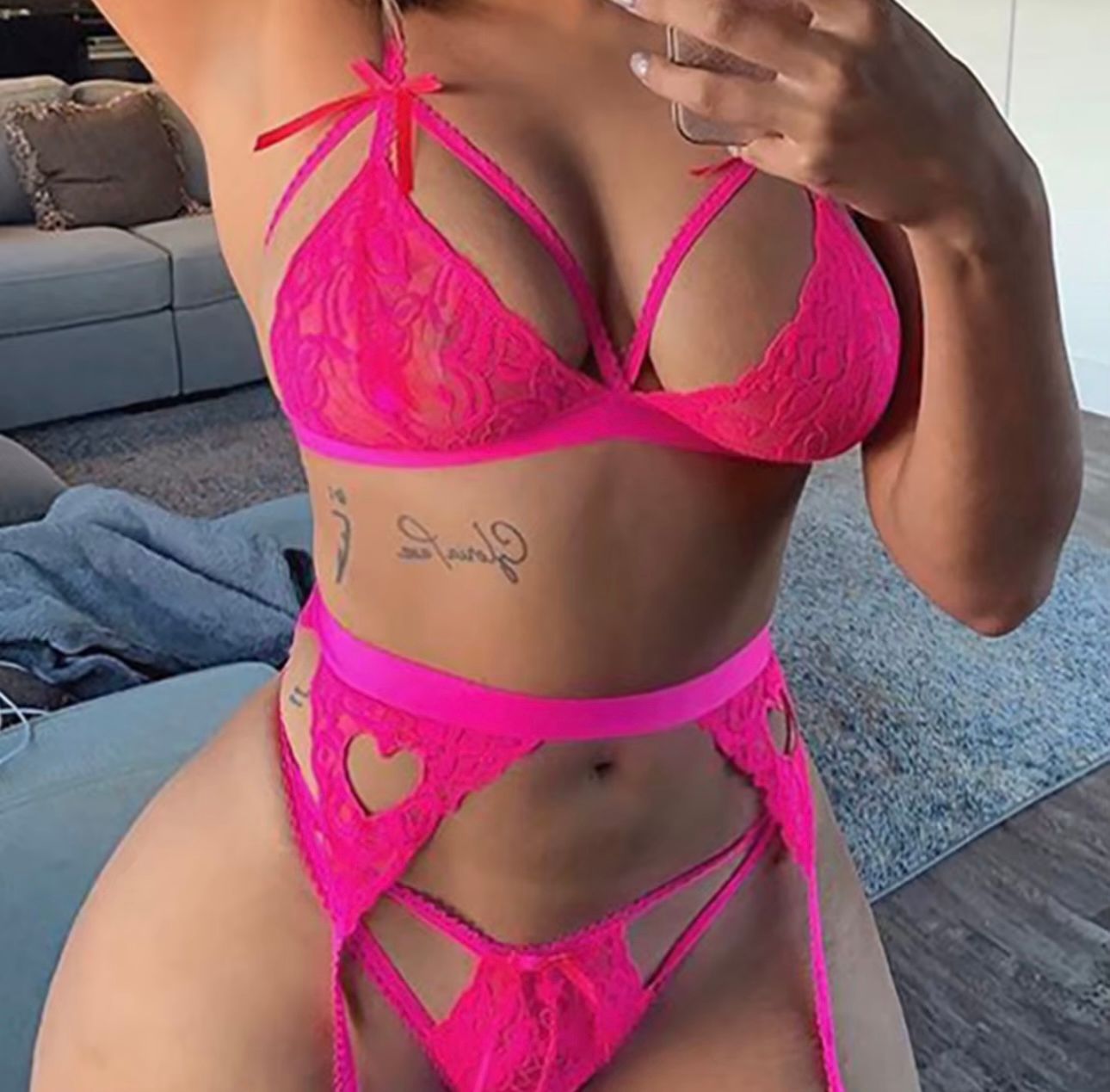 ? Pink Lace Strappy Lingerie Set โ By Che Boutique ? Pink Lace Strappy Lingerie Set โ By Che Boutique