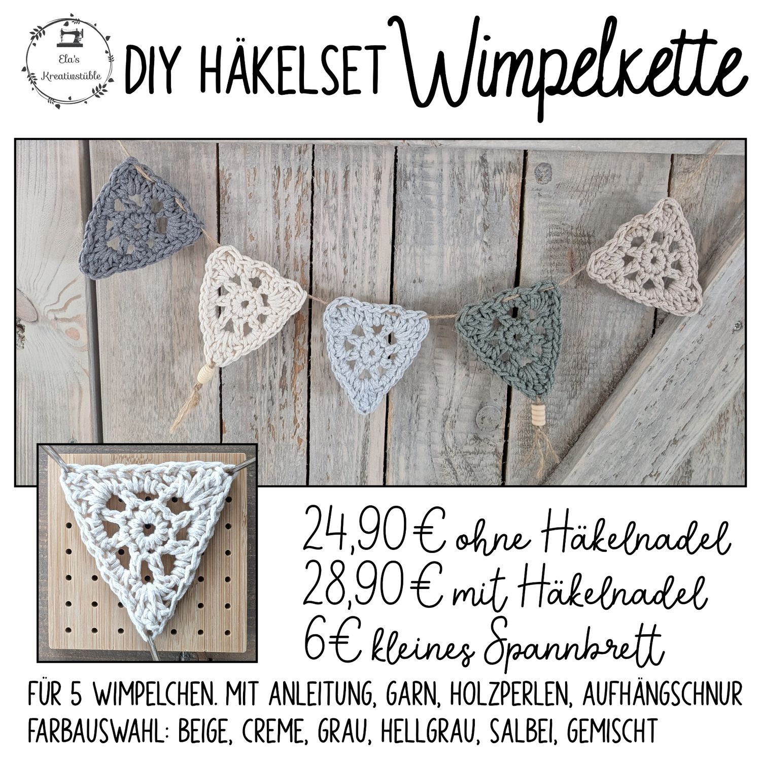 Häkelset Wimpelkette