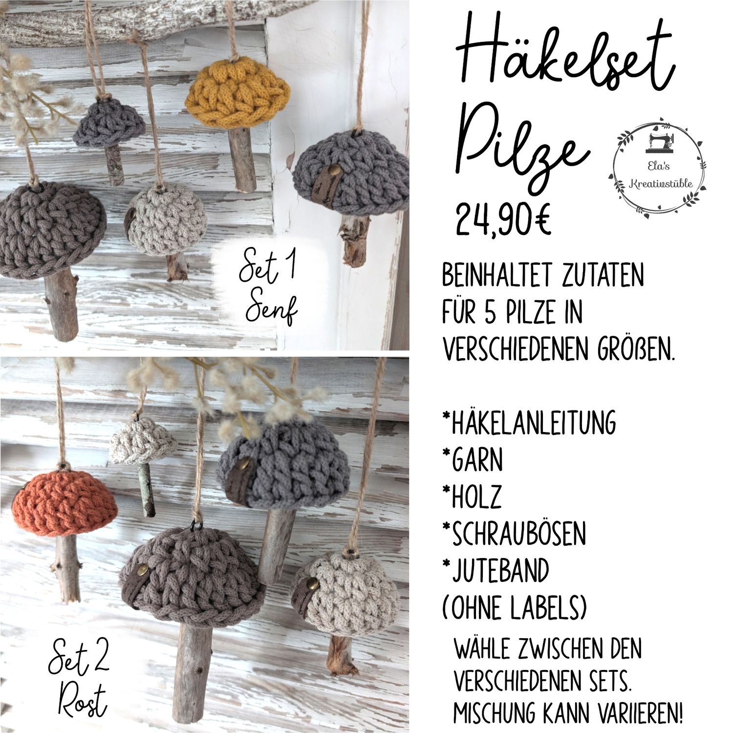 Häkelset Pilze