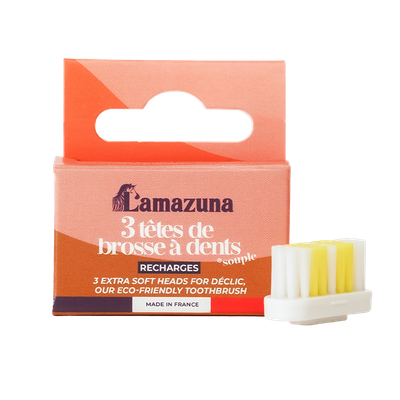 Lamazuna Set of 3 Soft toothbrush heads - Déclic - Per Set